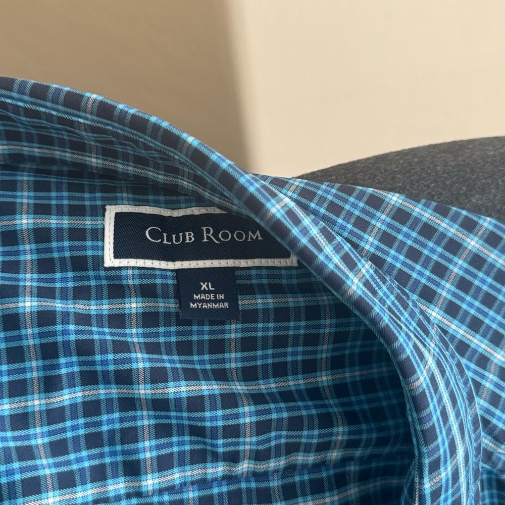Club Room Blue Plaid Shirt XL
